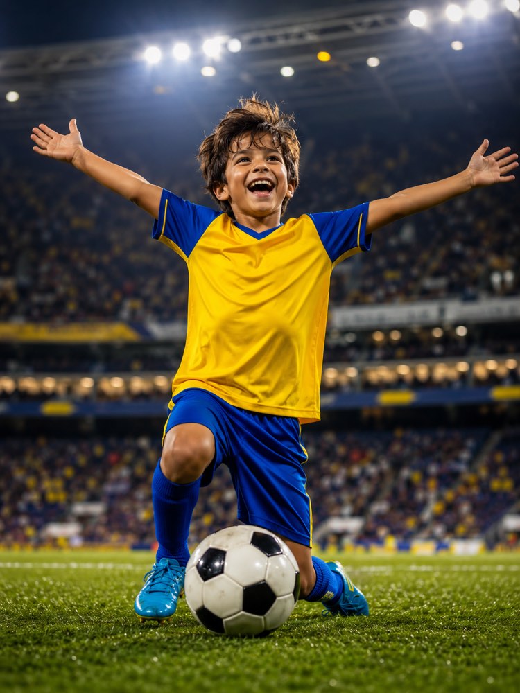 Kind als Fußballstar in deinem Foto