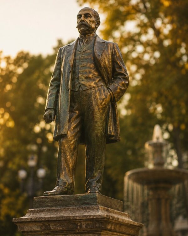 Werde zur Bronzestatue auf dem Stadtplatz