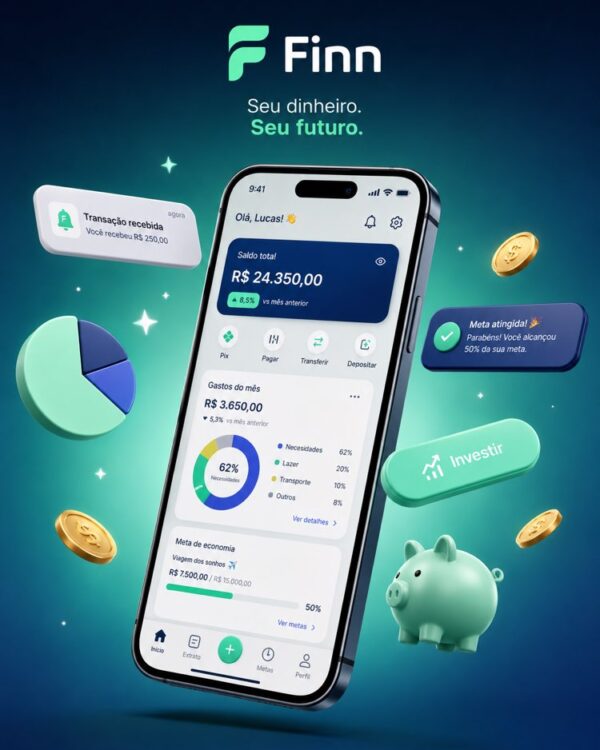 3D-App-Mockup für einen Launch mit KI