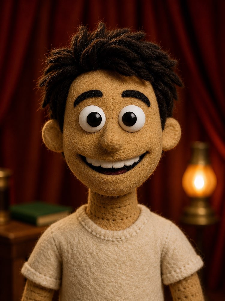 Filzpuppe im Stop-Motion-Stil mit KI