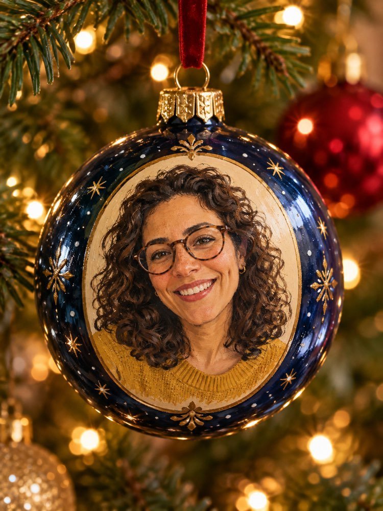 Christbaumkugel mit deinem Foto, handbemalt auf Glas