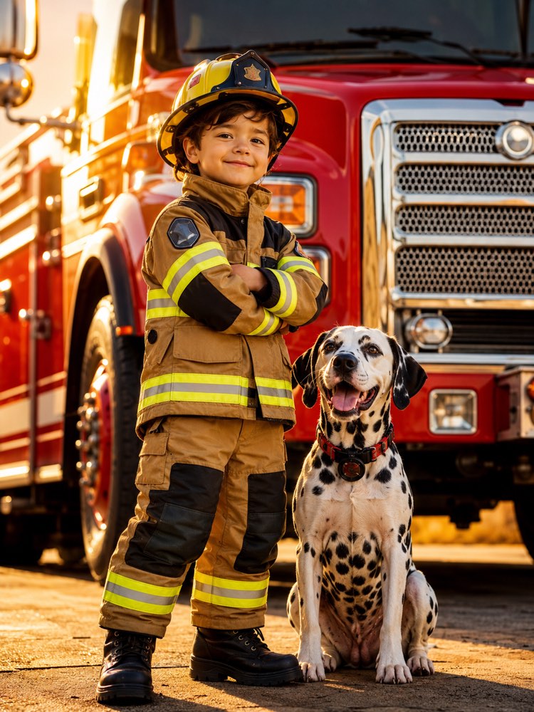 Photo of a Kid Firefighter Hero With AI