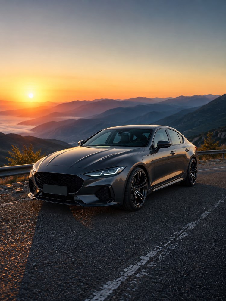 Car Photo on a Mountain Road