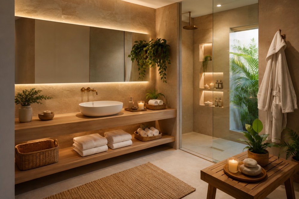 Relaxing Spa-Style Bathroom with AI