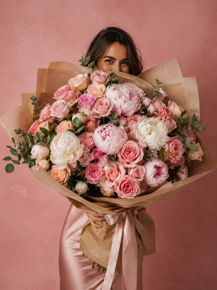 Photoshoot with a Giant Flower Bouquet
