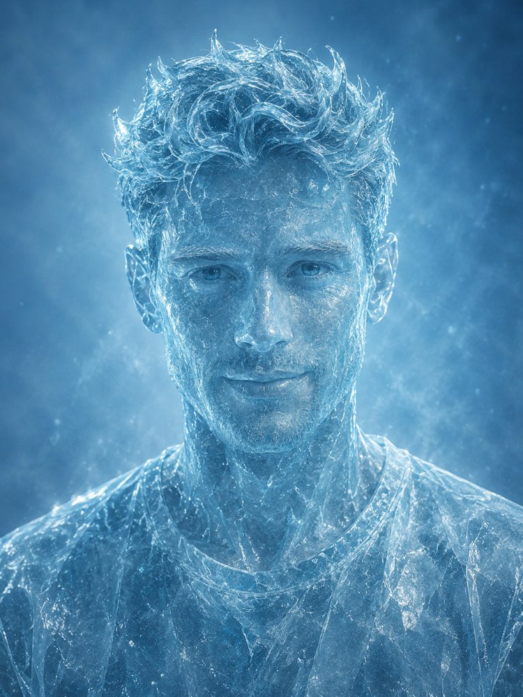 Living Ice Sculpture Portrait with AI
