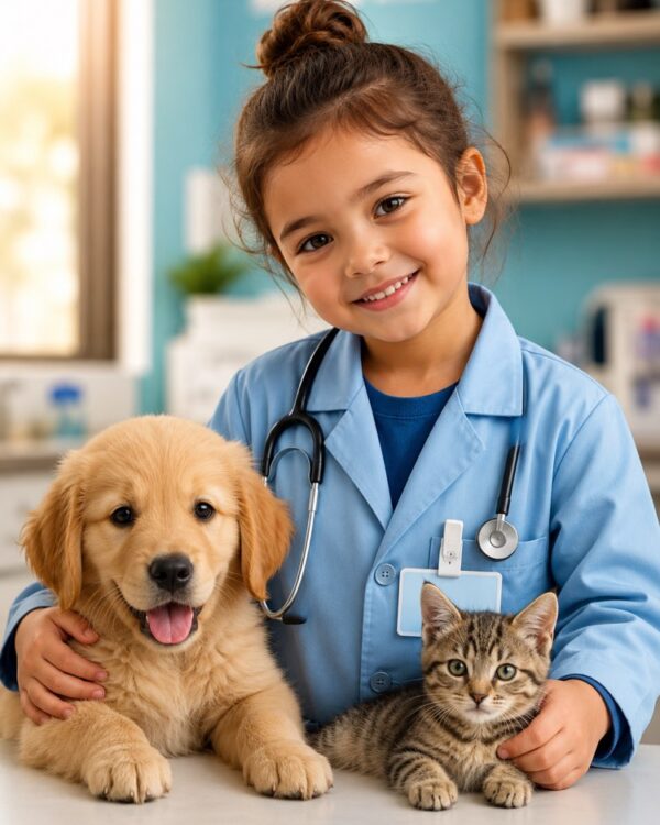 Photo of a Kid Veterinarian With the Animals