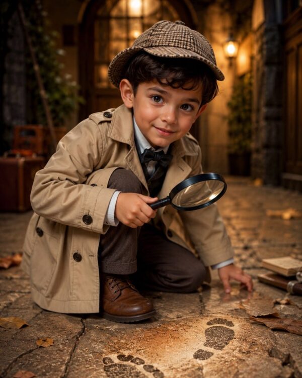 Foto de Niño Detective en Acción con IA