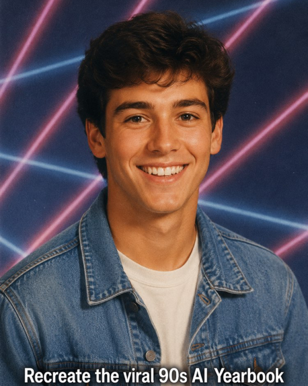 Foto años 90 estilo anuario con IA