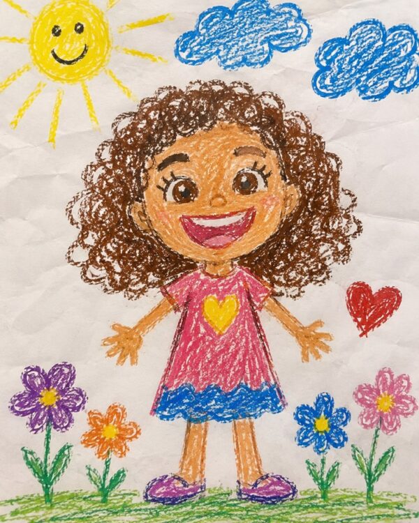 Tu foto en un dibujo infantil hecho con ceras