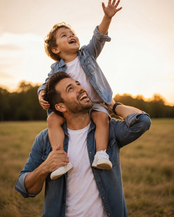 Sesión de padre e hijo lifestyle en casa