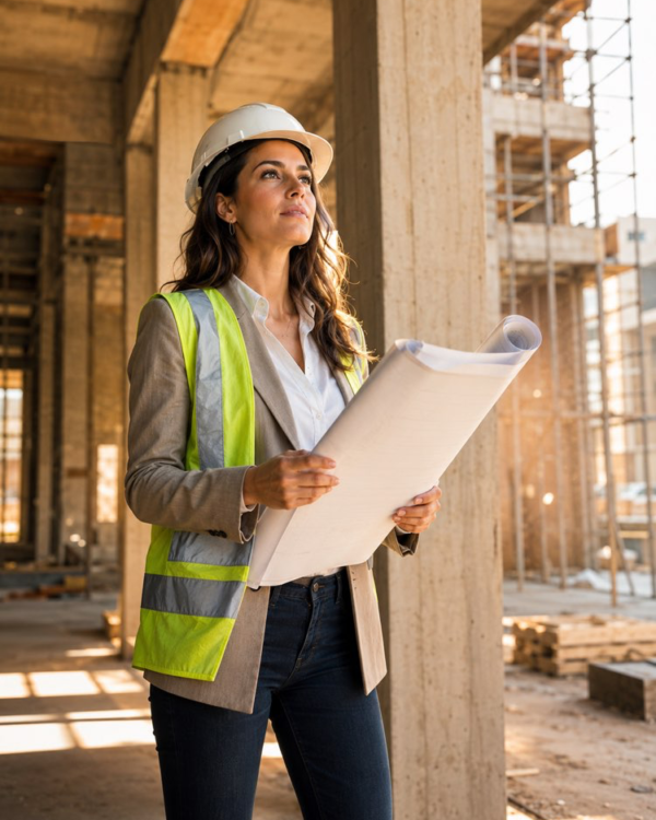 Foto profesional de arquitecto en obra