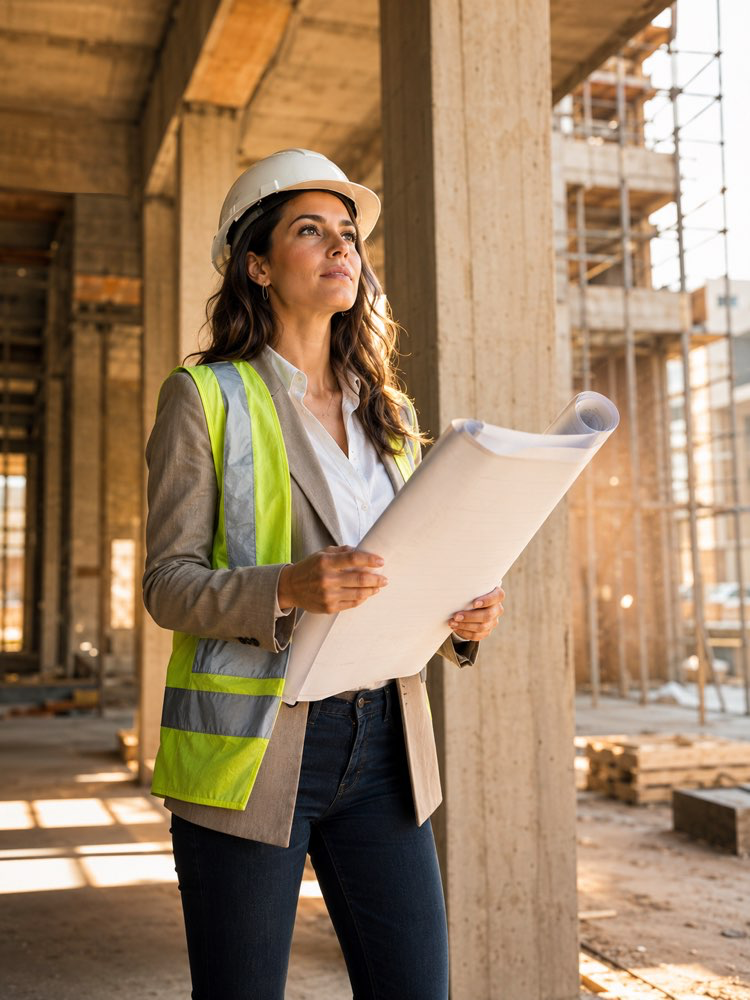 Foto profesional de arquitecto en obra