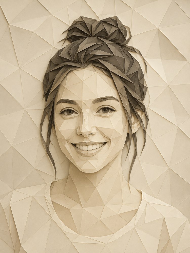 Retrato en Origami Low Poly con IA