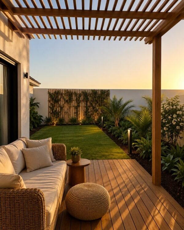 Patio con Deck y Jardín en Tu Foto