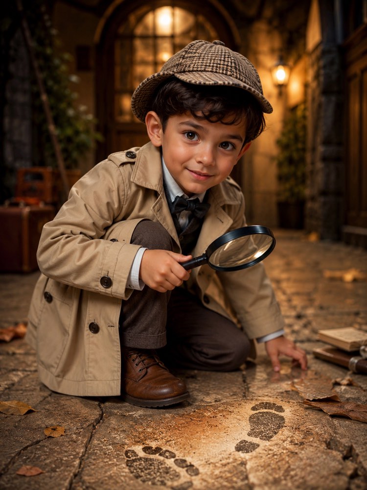 Photo d’Enfant Détective en Action avec l’IA