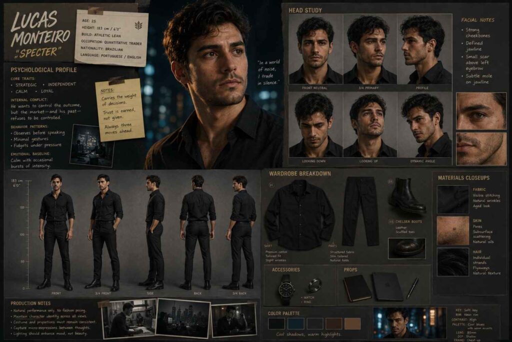 Fiche de Design de Personnage pour le Cinéma