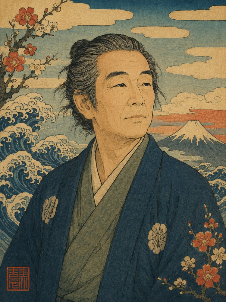 Portrait en estampe ukiyo-e japonaise avec l'IA