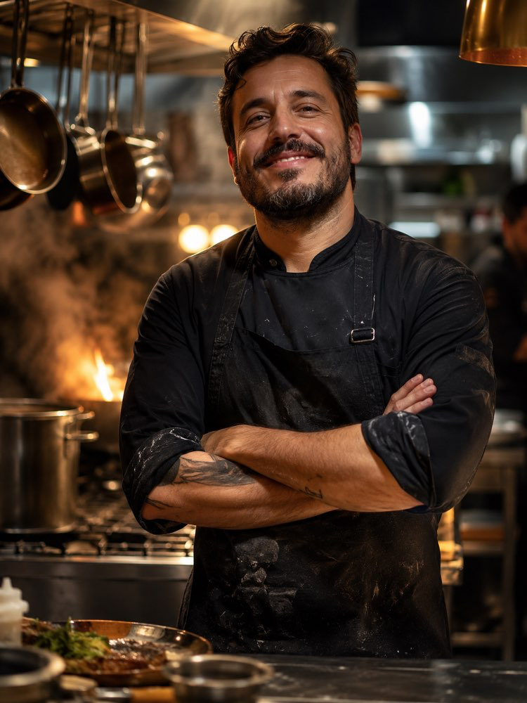 Photo professionnelle de chef en cuisine