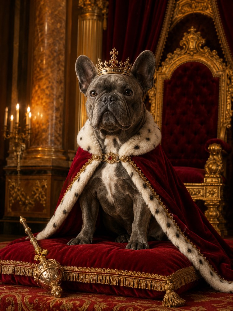 Votre animal en roi: portrait royal sur le trône