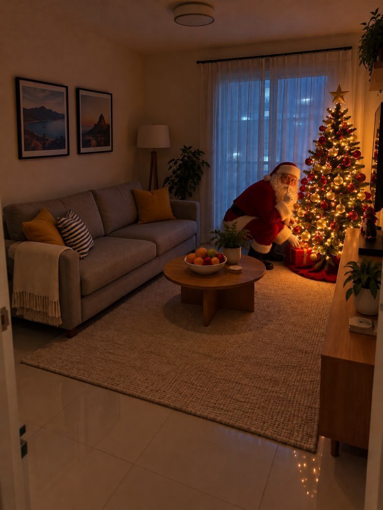 Père Noël Surpris dans Votre Salon, à Partir de Votre Photo