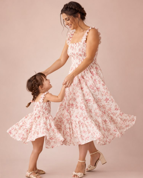 Servizio madre e figlia con look abbinati
