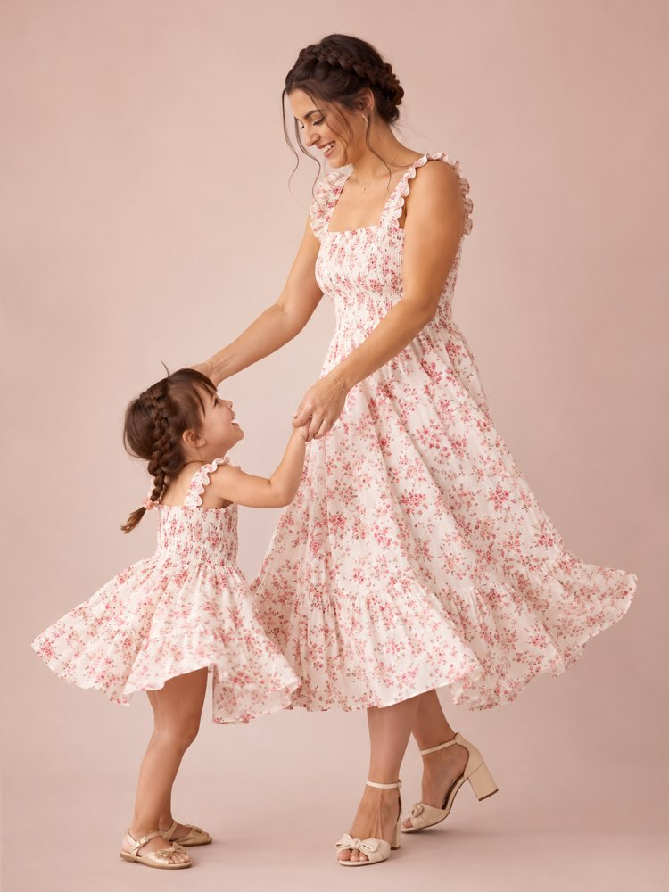 Servizio madre e figlia con look abbinati