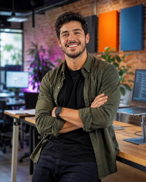 Foto aziendale casual di startup con l'AI