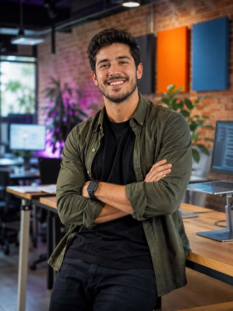 Foto aziendale casual di startup con l'AI