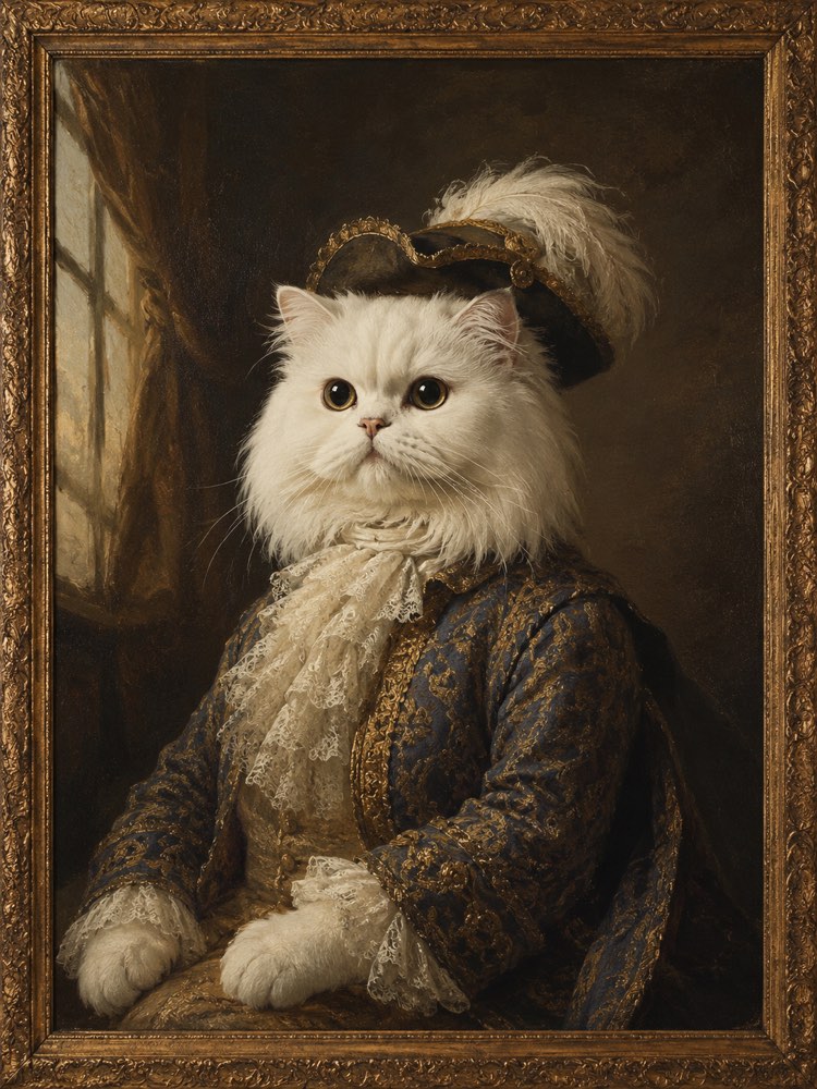 Ritratto di pet in pittura a olio classica
