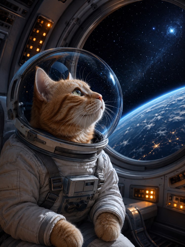 うちの子が宇宙飛行士：宇宙での一枚をAIで
