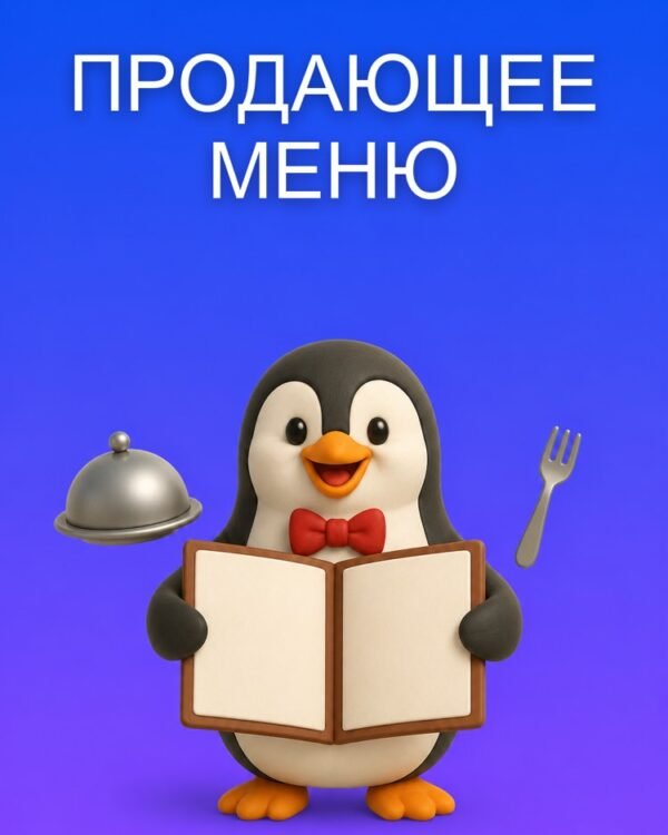 Меню ресторана, которое продаёт