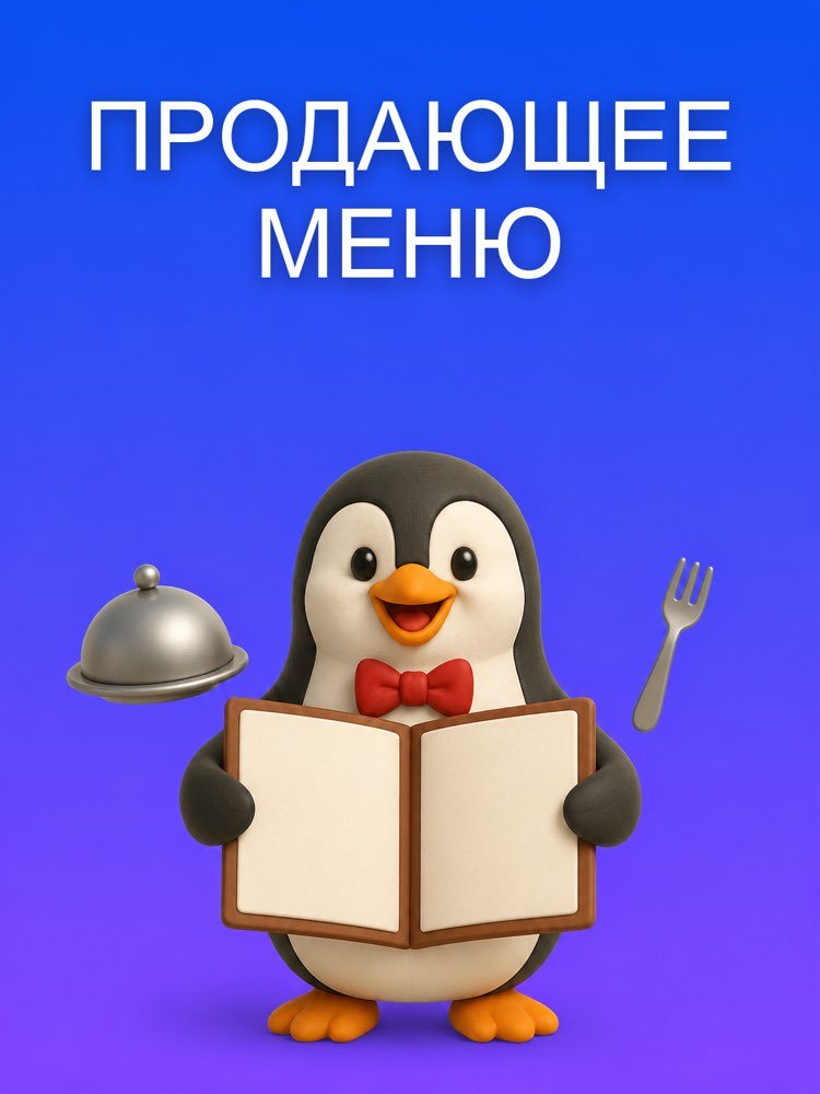 Меню ресторана, которое продаёт