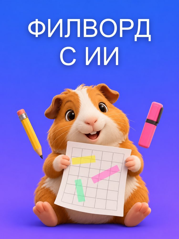 Филворд с Помощью ИИ для Печати, с Проверенными Ответами