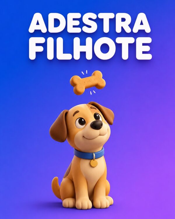 Capa ilustrada do prompt Adestramento do Filhote em Casa com Reforço Positivo