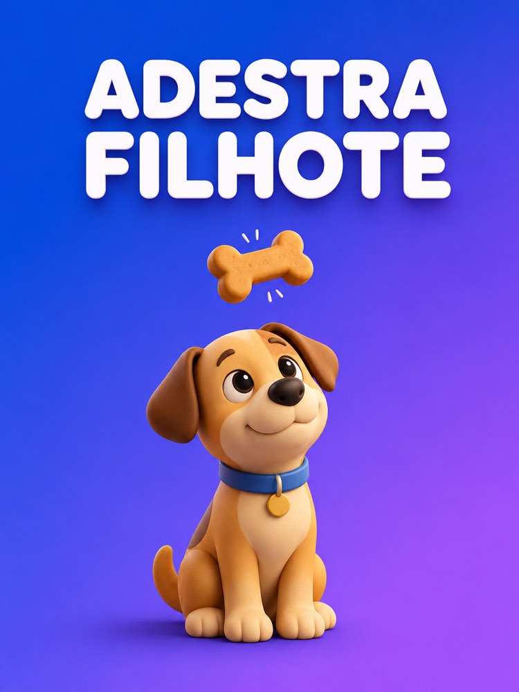 Capa ilustrada do prompt Adestramento do Filhote em Casa com Reforço Positivo