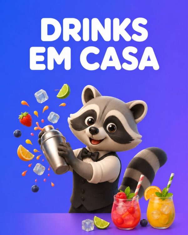 Capa ilustrada do prompt Drinks e Coquetéis com e sem Álcool