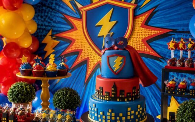 Exemplo de imagem gerada com o prompt Festa de Super-Herói