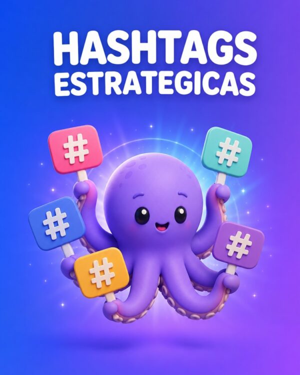 Capa ilustrada do prompt Hashtags Estratégicas para Alcançar Mais Gente