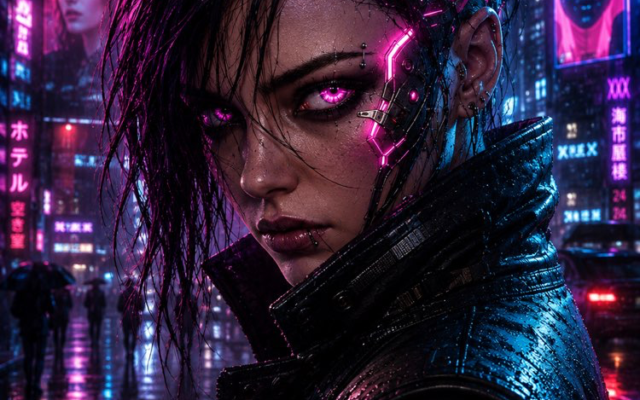 Retrato Cyberpunk Neon Cinematográfico