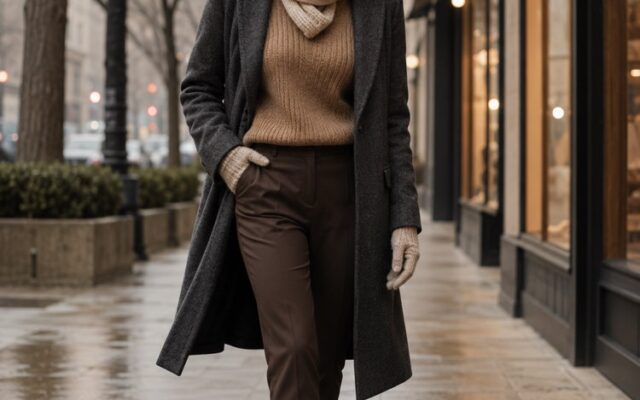 Exemplo de imagem gerada com o prompt Look de Inverno Aconchegante