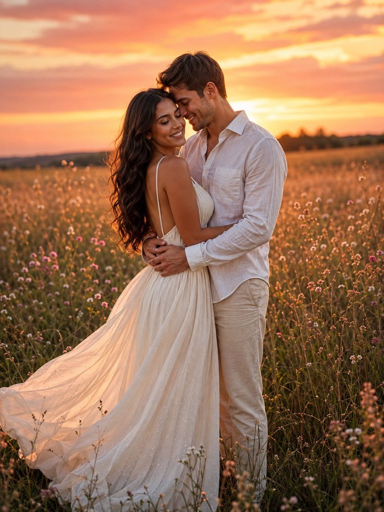 Exemplo de imagem gerada com o prompt Ensaio Pré-Wedding em Cenário dos Sonhos