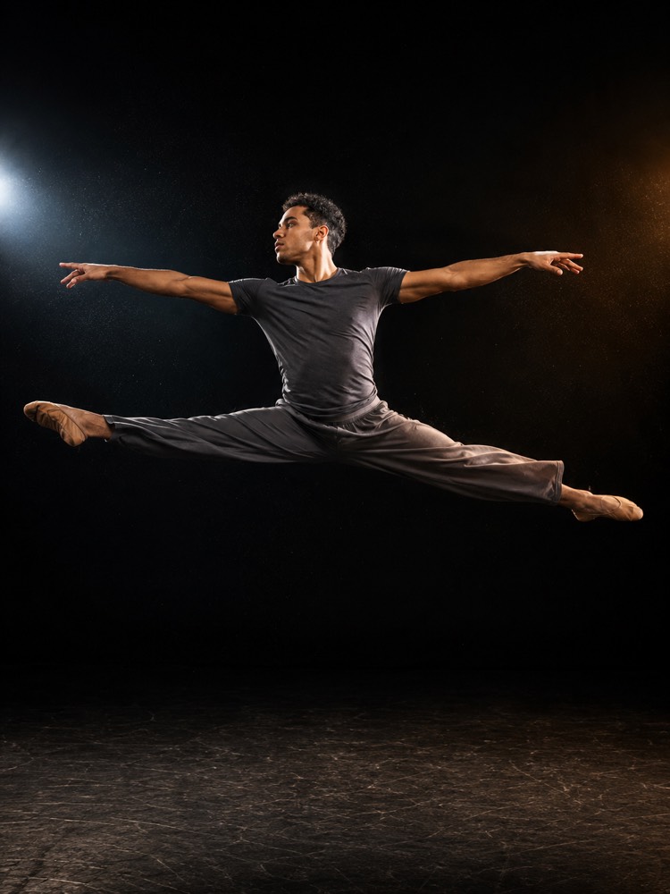 Bailarino em Salto no Estúdio