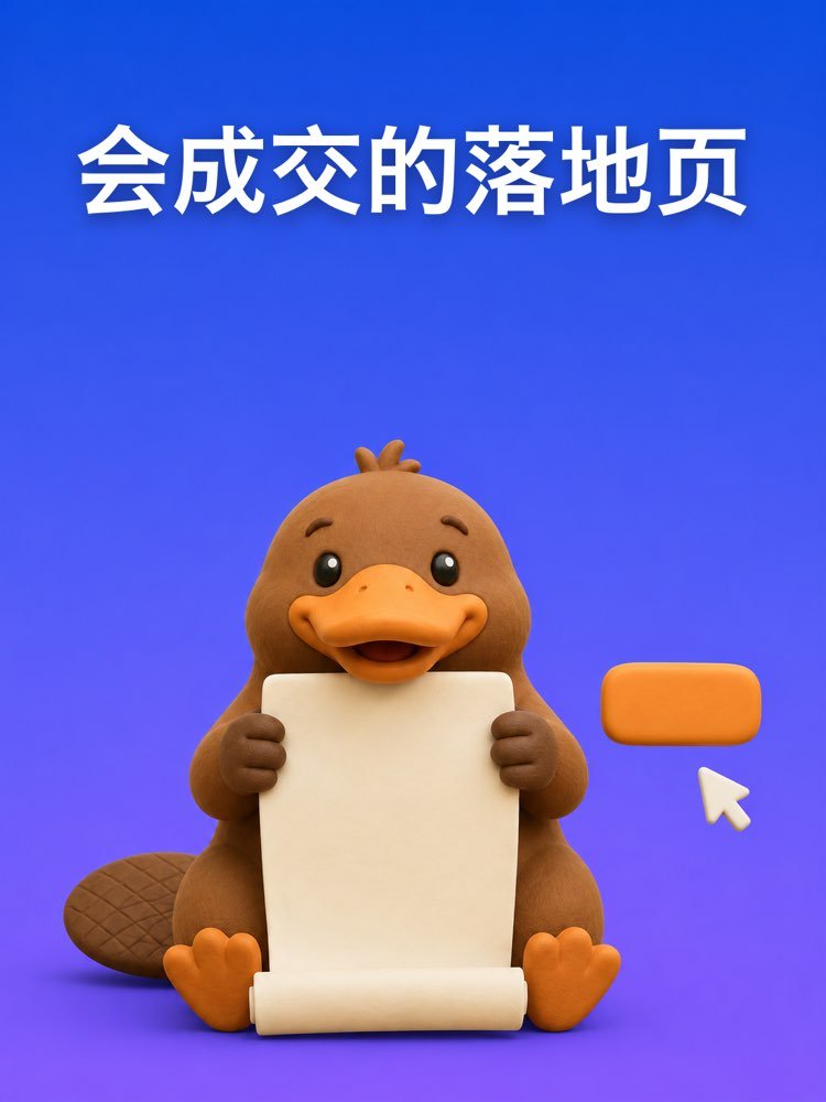 整个落地页,从标题到按钮