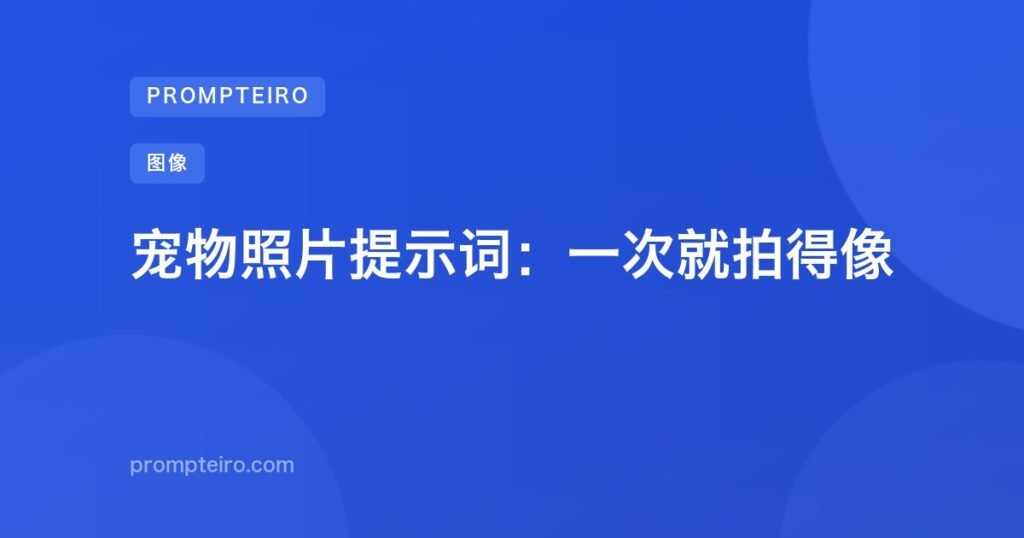 宠物照片提示词：一次就拍得像